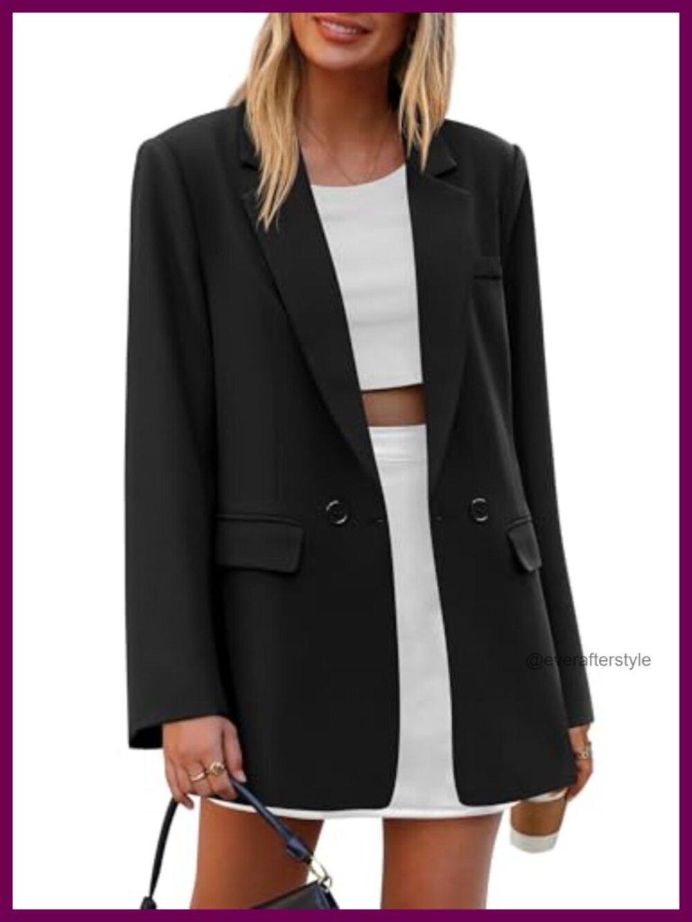 Women's Oversized Double Breasted Blazer Business Casual Loose Fit